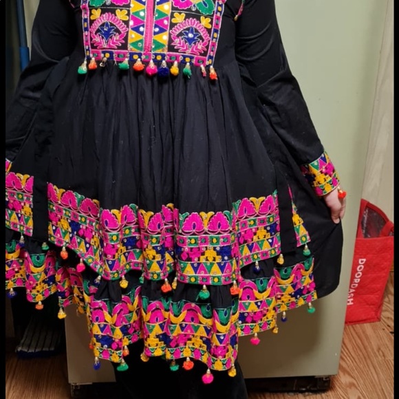 Afghani Style dress black with design all over. Black color dress. - Picture 3 of 3